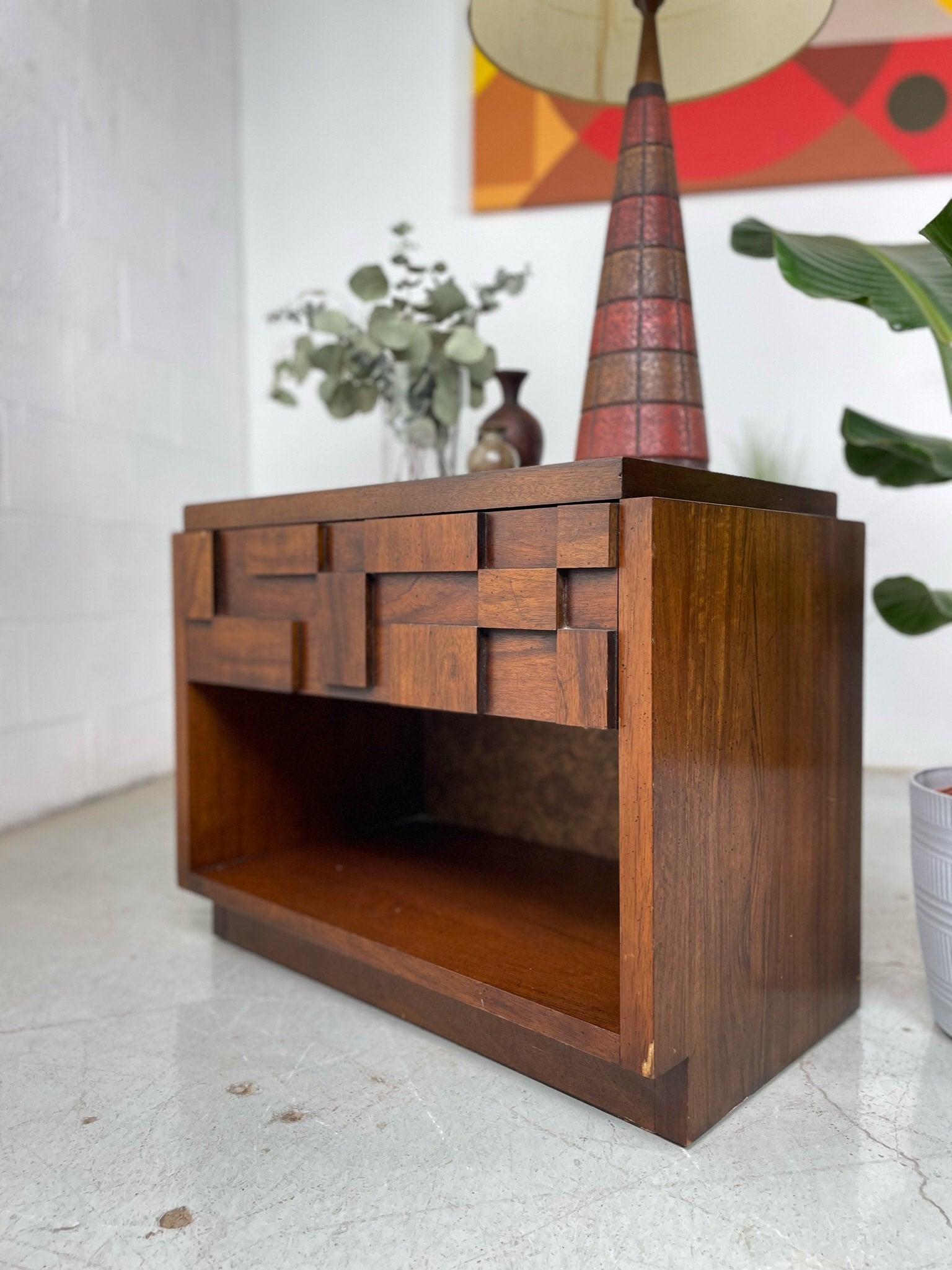 Brutalist nightstand deals