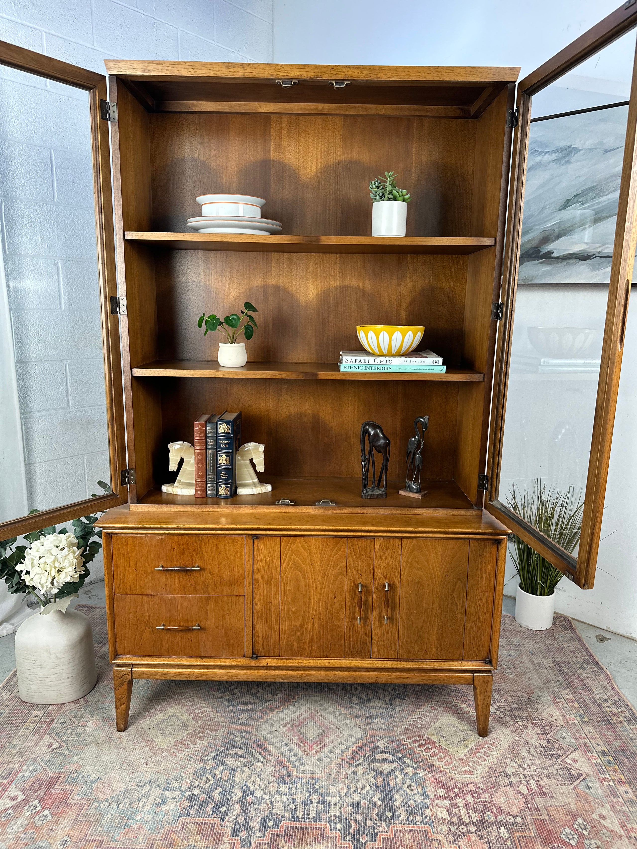Sleek Mid Century Modern Hutch Display Cabinet by Keller SimplyMidKC