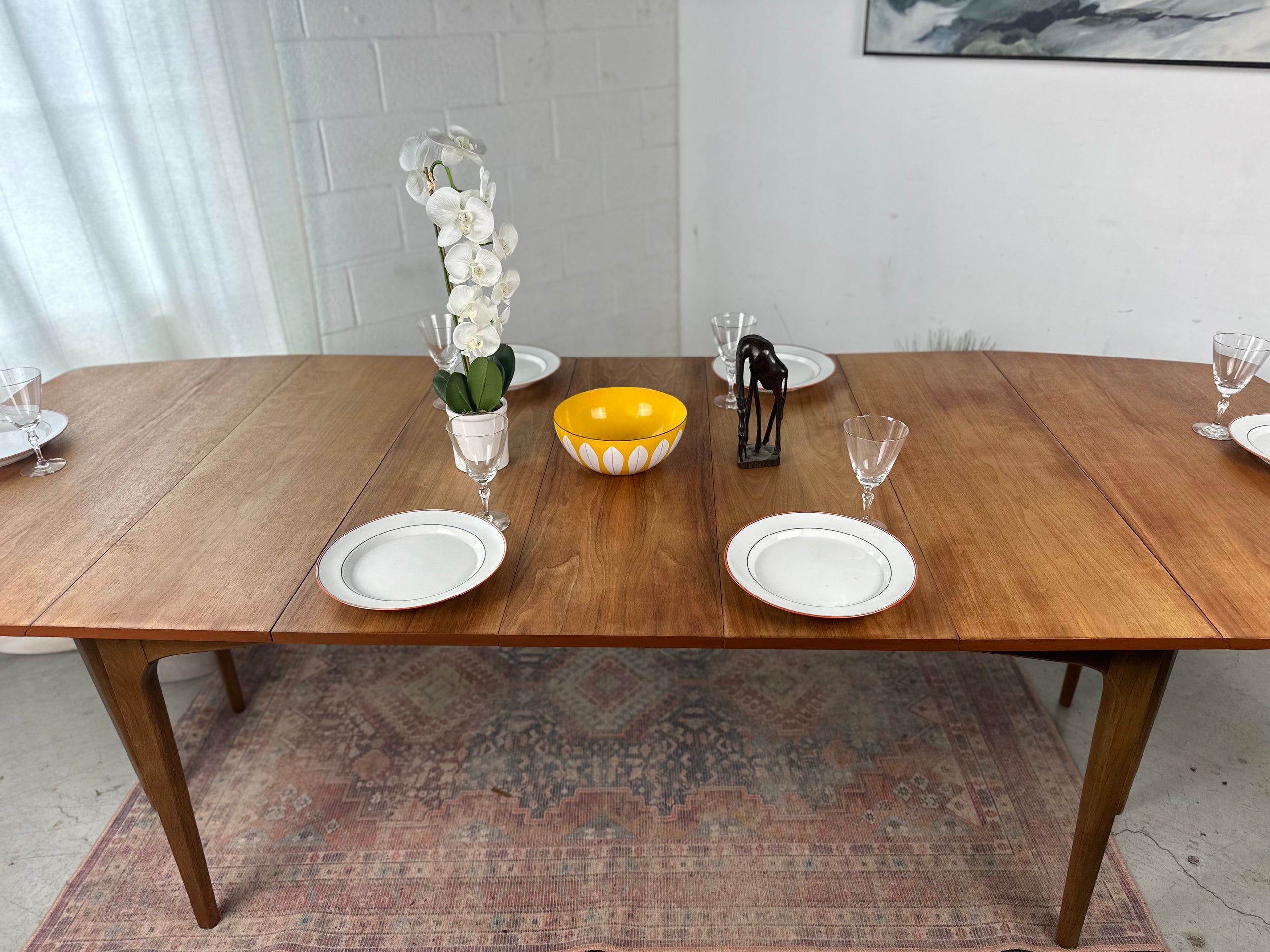 Long Mid-Century Modern Drexel Profile Dining Table (Seats 8) | SimplyMidKC
